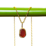 Red Sea Glass Necklace - Gold Vermeil