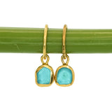 Blue Sea Glass Hoops - Gold Vermeil