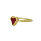 Red Sea Glass Heart, Gold Vermeil - Size S