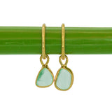 Green Sea Glass Hoops - Gold Vermeil
