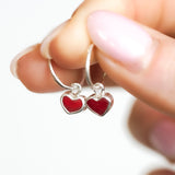Red Sea Glass Heart Hoops
