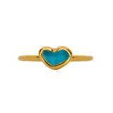 Blue Sea Glass Heart, Gold Vermeil - Size R