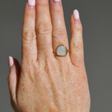 Light Blue Sea Glass, Gold Vermeil - Size M