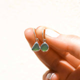 Green Sea Glass Hoops