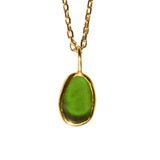 Green Sea Glass Necklace - Gold Vermeil