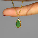 Green Sea Glass Necklace - Gold Vermeil