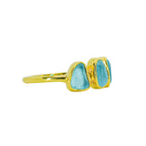 Blue Sea Glass, Gold Vermeil - Size O