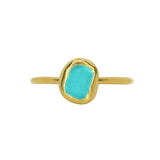 Blue Sea Glass, Gold Vermeil - Size O