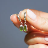 Green Sea Glass Hoops