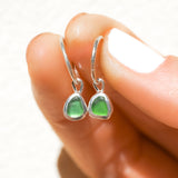 Green Sea Glass Hoops