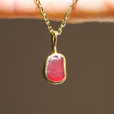 Red Sea Glass Necklace - Gold Vermeil