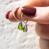 Green Sea Glass Hoops