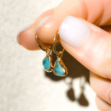 Blue Sea Glass Hoops - Gold Vermeil