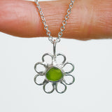 Green Sea Glass Flower Necklace