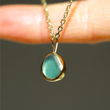 Green Sea Glass Necklace - Gold Vermeil