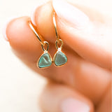 Green Sea Glass Hoops - Gold Vermeil