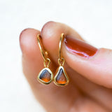 Amber Sea Glass Hoops - Gold Vermeil