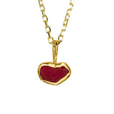 Red Sea Glass Heart Necklace, Gold Vermeil