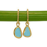Blue Sea Glass Hoops - Gold Vermeil