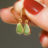 Green Sea Glass Hoops - Gold Vermeil