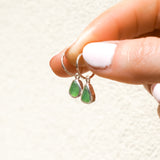 Green Sea Glass Hoops