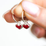Red Sea Glass Heart Hoops