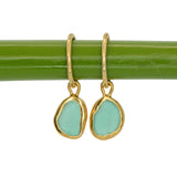 Green Sea Glass Hoops - Gold Vermeil