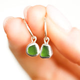 Green Sea Glass Hoops
