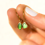 Green Sea Glass Hoops - Gold Vermeil