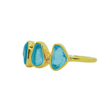 Blue Sea Glass, Gold Vermeil - Size R