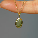 Green Sea Glass Necklace - Gold Vermeil