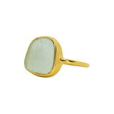Light Blue Sea Glass, Gold Vermeil - Size M