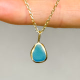 Blue Sea Glass Necklace - Gold Vermeil