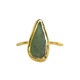 Green Sea Glass, Gold Vermeil - Size Q