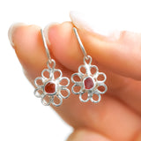 Red Sea Glass Flower Hoops