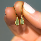 Green Sea Glass Hoops - Gold Vermeil