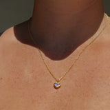 Purple Sea Glass Heart Necklace, Gold Vermeil