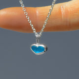 Blue Sea Glass Heart Necklace