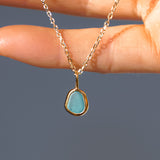 Blue Sea Glass Necklace - Gold Vermeil