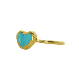 Blue Sea Glass Heart, Gold Vermeil - Size N