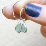 Green Sea Glass Hoops