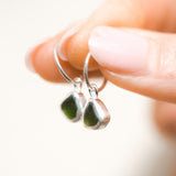 Green Sea Glass Hoops
