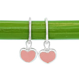 Pink Sea Glass Heart Hoops