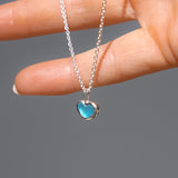 Blue Sea Glass Heart Necklace