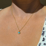 Blue Sea Glass Heart Necklace, Gold Vermeil
