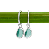 Green Sea Glass Hoops