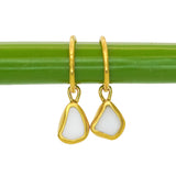 White Sea Glass Hoops - Gold Vermeil