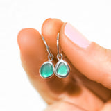 Green Sea Glass Hoops