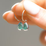 Green Sea Glass Hoops