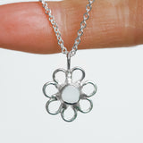 White Sea Glass Flower Necklace